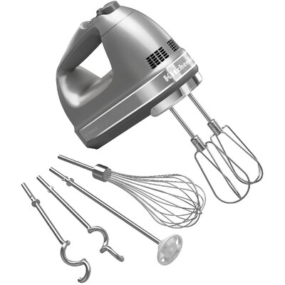 KitchenAid 9-Speed Hand Mixer with Turbo Beater II Accessories, Contour Silver (KHM926CU)