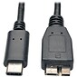Tripp Lite USB-C Male to USB-B Male Micro USB 3.1 Cable, 3 ft (U426-003)