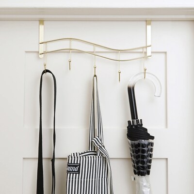 Better Houseware Over-Door Hook Rack, Brass, (1961/B)