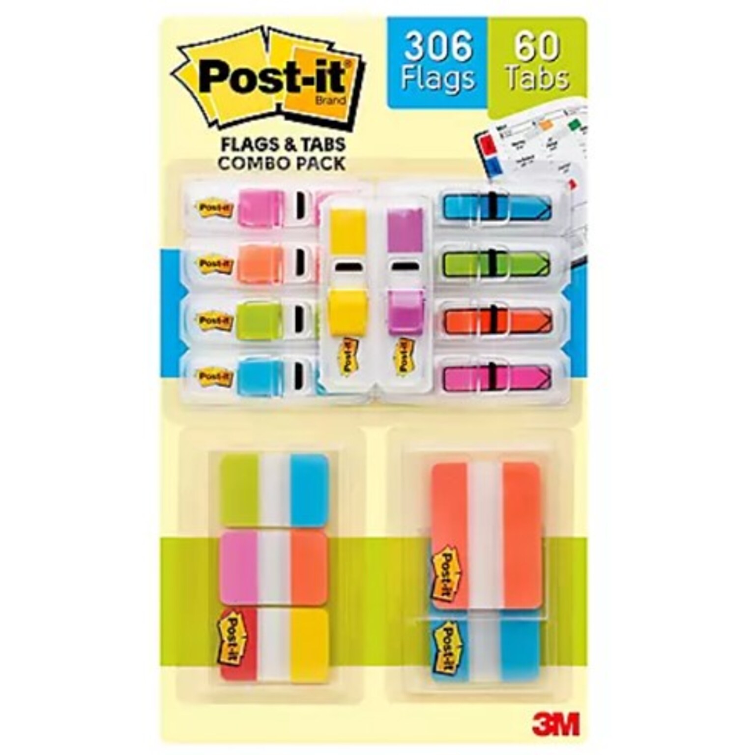 Post-it® Flags & Tabs Value Pack, Assorted Sizes, Assorted Colors, 366/Pack (686ComboClub)