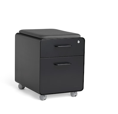 Poppin Black Mini Stow 2-Drawer Vertical File Cabinet, Rolling, Black (104730)