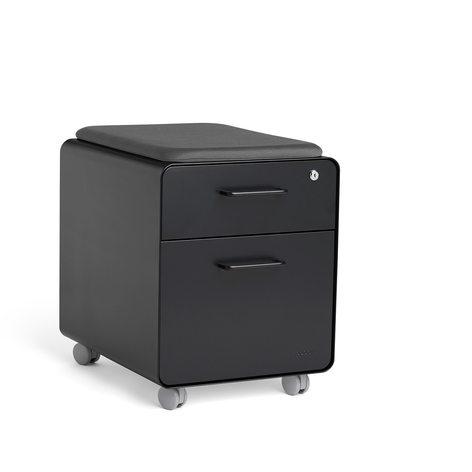 Poppin Black Mini Stow 2-Drawer Vertical File Cabinet, Rolling, Black (104730)