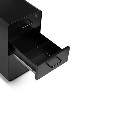 Poppin Black Slim Stow 3-Drawer Vertical File Cabinet, Black (104666)