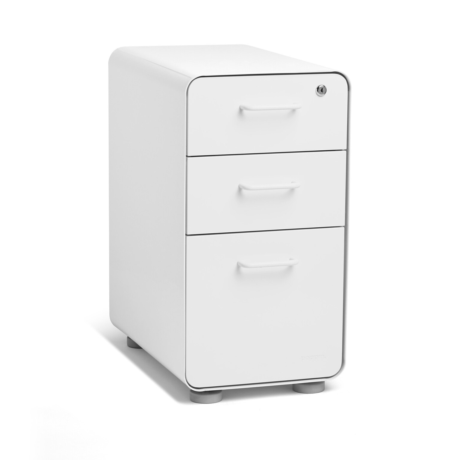 Poppin White Slim Stow 3-Drawer Vertical File Cabinet, White (104667)