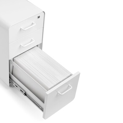 Poppin White Slim Stow 3-Drawer Vertical File Cabinet, White (104667)