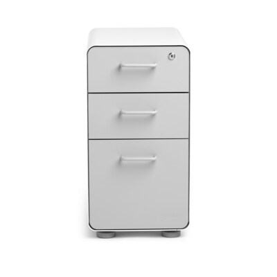 Poppin White + Light Gray Slim Stow 3-Drawer vertical File Cabinet, Light Gray (104668)