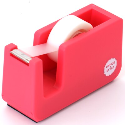 Office + Style Desktop Tape Dispenser, Non-Skid Weighted Base, Pink (OS-TDPNK)