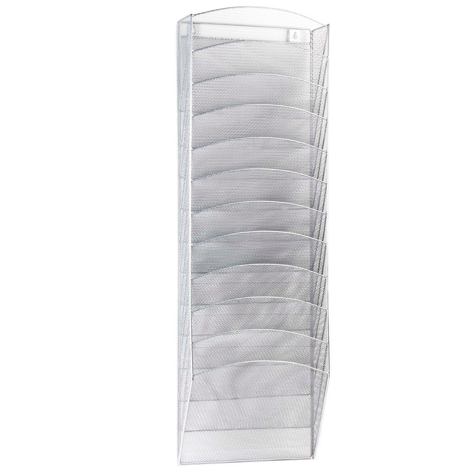 Design Ideas 11-Pocket Mesh Letter Size Wall File, Silver (340079)