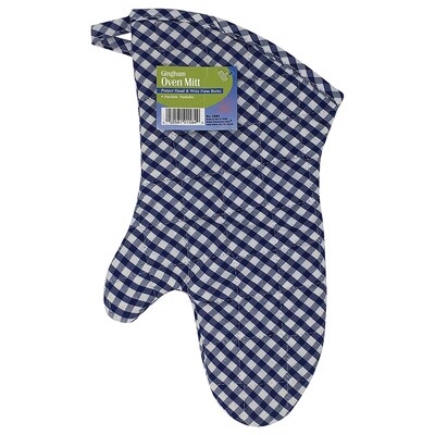 Better Houseware Gingham Pot and Oven Mitt, Blue, (1584/B)