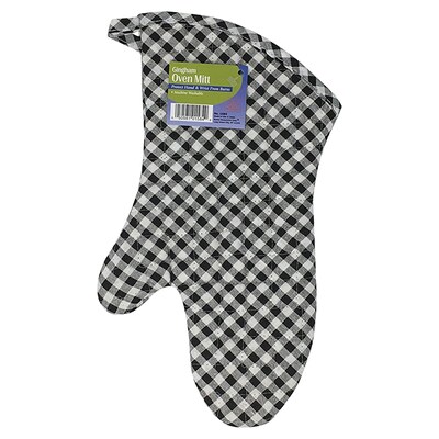 Better Houseware Gingham Pot and Oven Mitt, Black, (1584/E)