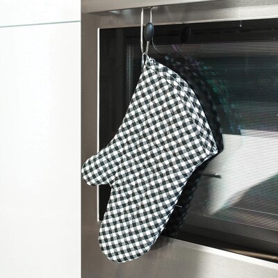 Better Houseware Gingham Pot and Oven Mitt, Black, (1584/E)