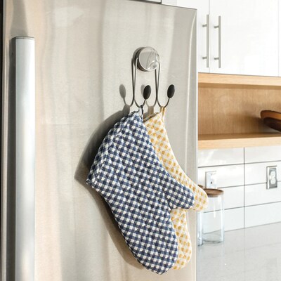 Better Houseware Gingham Pot and Oven Mitt, Yellow, (1584/Y)