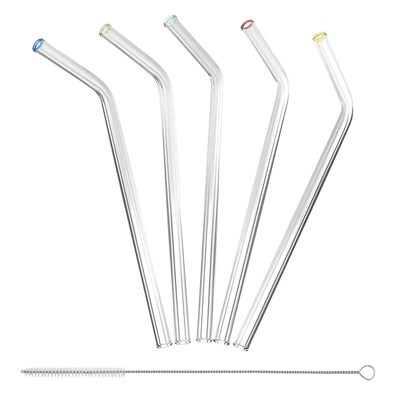 Better Houseware Standard Glass Straws with Cleaning Brush, 5 Pack, (308)