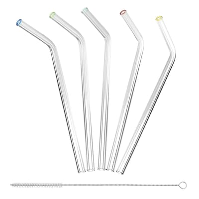 Better Houseware Extra-Wide Glass Straws with Cleaning Brush, 5 Pack, (309)