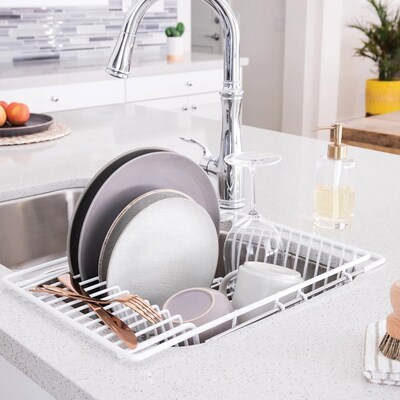 Better Houseware Over-the-Sink Coated-Steel Adjustable Dish Drainer, White (1423/W)