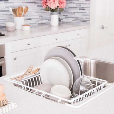 Better Houseware Over-the-Sink Coated-Steel Adjustable Dish Drainer, White (1423/W)