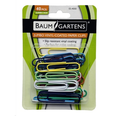 Baumgartens Inc. Jumbo Paper Clips, Assorted Colors, 10/Bundle (BAUMES4000)