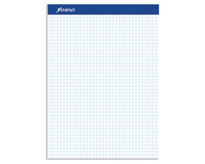 Ampad Notepad, 8.5 x 11 (US letter), Quad Ruled, White, 100 Sheets/Pad (TOP 20-210)