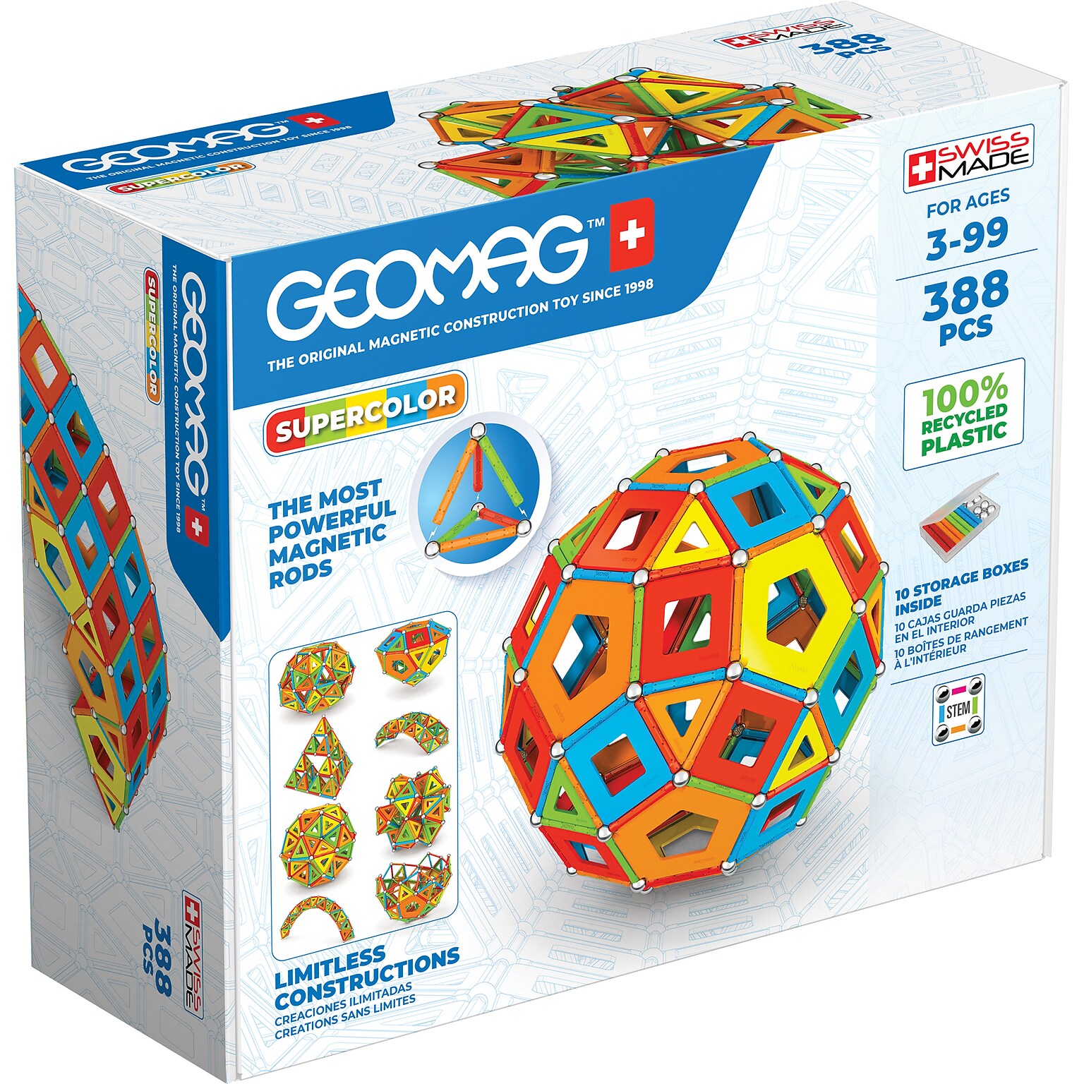Geomag Supercolor Panels Building Sets, 388 Pieces/Pack (GMW193)