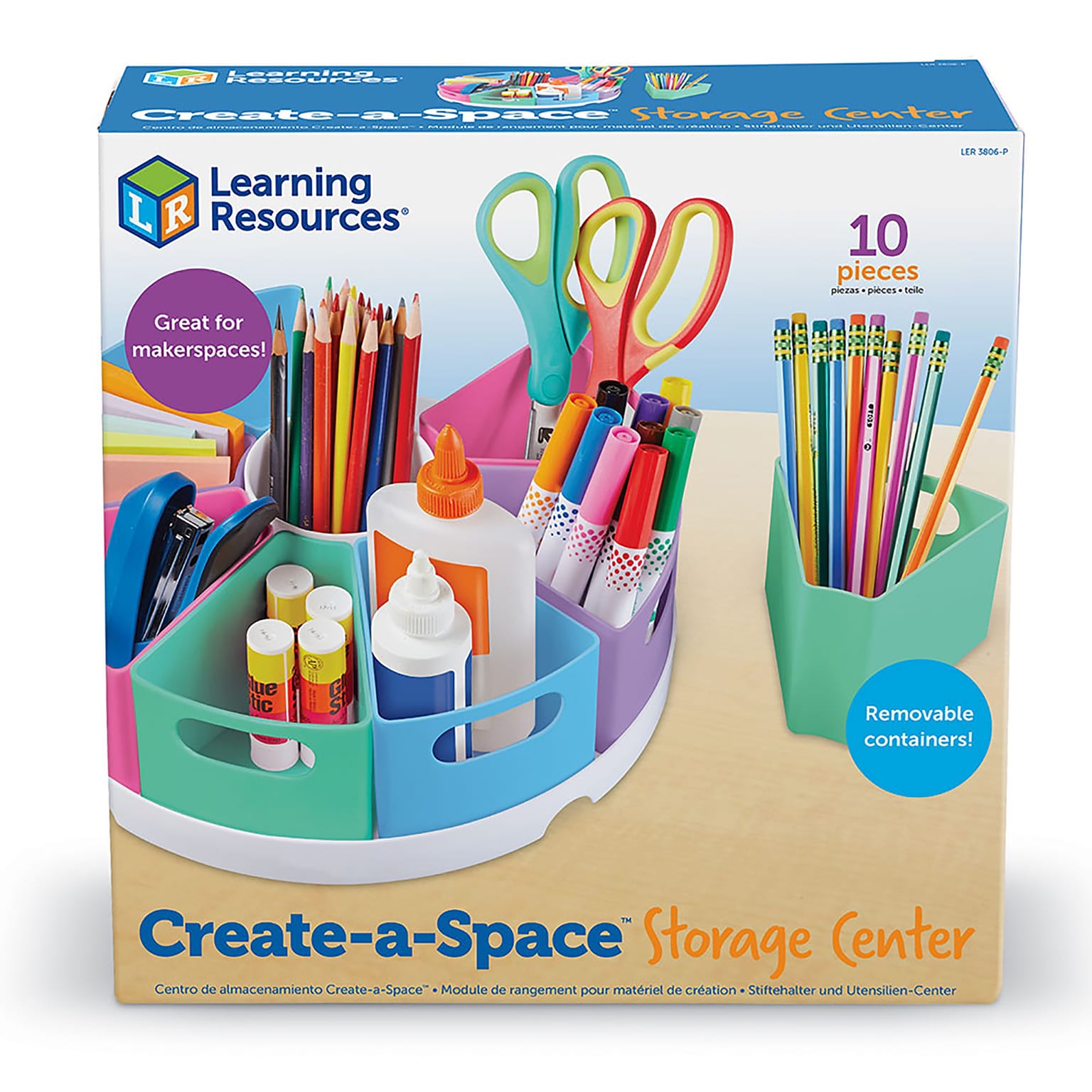 Learning Resources Create A Space Plastic Organizer Kits, Assorted Colors (LER3806P)