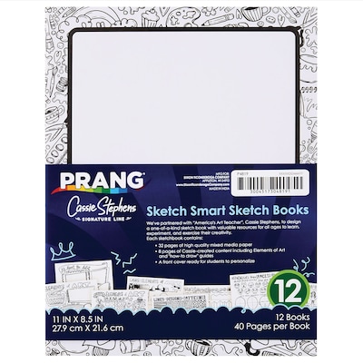 Prang® Sketch Smart, 11 x 8.5, Sketch Book, White, 40 Sheets/Book, 12/Pack (PAC4819)