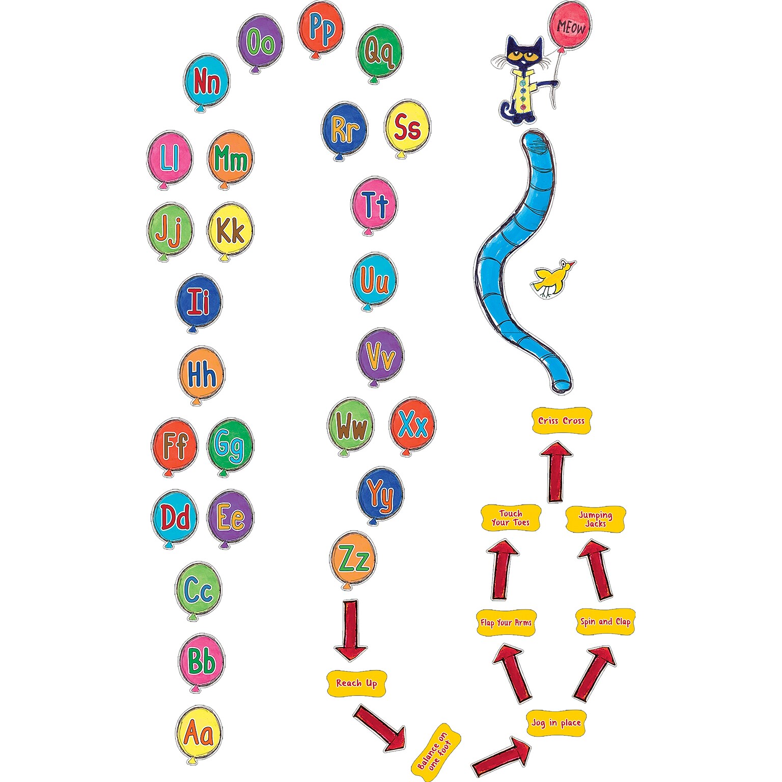 Teacher Created Resources Pete the Cat Alphabet Balloons Sensory Path, 44 Pieces (TCR77540)