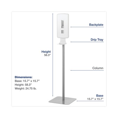 Dial® FIT Touch Free Dispenser Floor Stand, 15.7 x 15.7 x 58.3, White