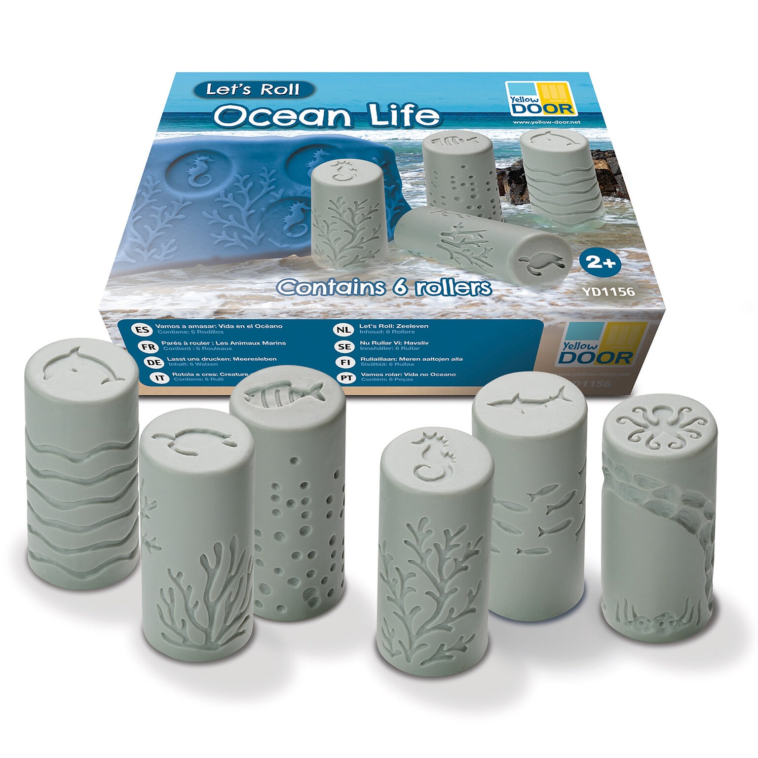 Yellow Door Lets Roll Ocean Life Clay Rollers, Gray, Set of 6 (YUS1156)
