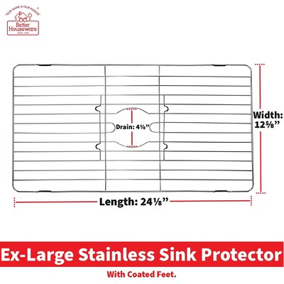 Better Houseware Stainless Steel Extra-Large Sink Protector, Silver (BTH14248)