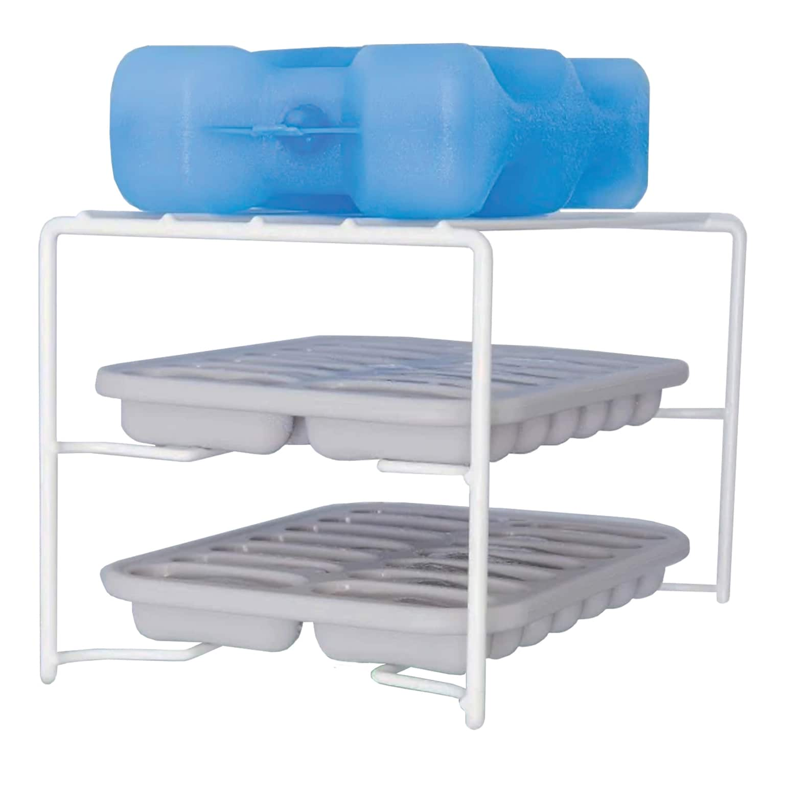 Better Houseware Coated-Steel 2-Shelf Ice Tray Caddy, White (1495)