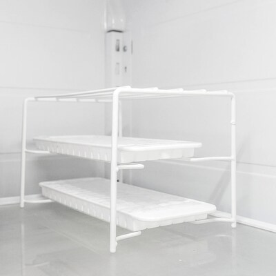 Better Houseware Coated-Steel 2-Shelf Ice Tray Caddy, White (1495)