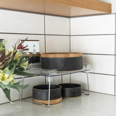 Better Houseware PET Plastic Stackable Shelf, Clear (BTH1869)