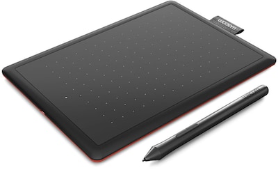 Wacom One by CTL-472 6.0 x 3.7 Graphics Tablet, Black, Red (CTL472K1A)