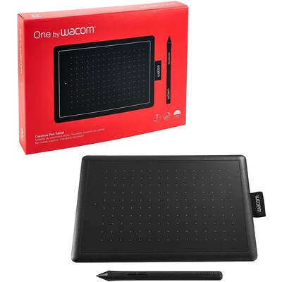 Wacom One by CTL-472 6.0" x 3.7" Graphics Tablet, Black, Red (CTL472K1A)