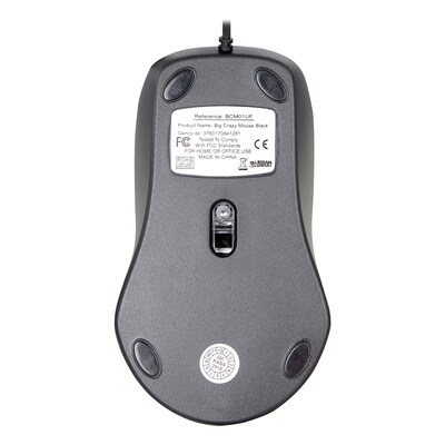 Urban Factory BIG CRAZY Ergonomic Ambidextrous Optical USB Mouse, Black (UBFBCM01UF)