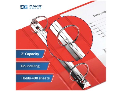 Davis Group Easyview Premium 2" 3-Ring View Binders, Red, 6/Pack (8413-03-06)