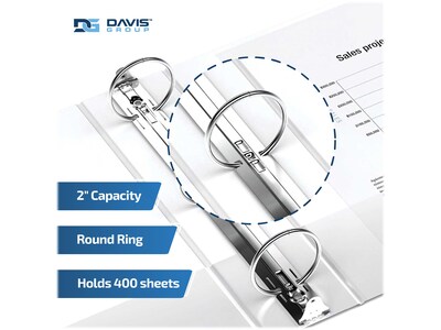 Davis Group Easyview Premium 2" 3-Ring View Binders, White, 6/Pack (8413-00-06)