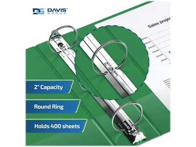 Davis Group Easyview Premium 2" 3-Ring View Binders, Green, 6/Pack (8413-04-06)