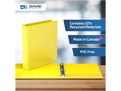 Davis Group Easyview Premium 1 1/2" 3-Ring View Binders, Yellow, 6/Pack (8412-05-06)