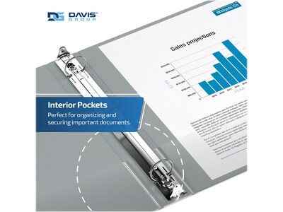 Davis Group Easyview Premium 1 1/2" 3-Ring View Binders, Gray, 6/Pack (8412-07-06)