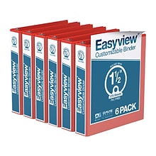 Davis Group Easyview Premium 1 1/2 3-Ring View Binders, Red, 6/Pack (8412-03-06)