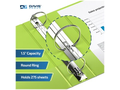 Davis Group Easyview Premium 1 1/2" 3-Ring View Binders, Lime Green, 6/Pack (8412-24-06)