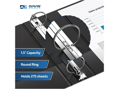 Davis Group Easyview Premium 1 1/2" 3-Ring View Binders, Black, 6/Pack (8412-01-06)