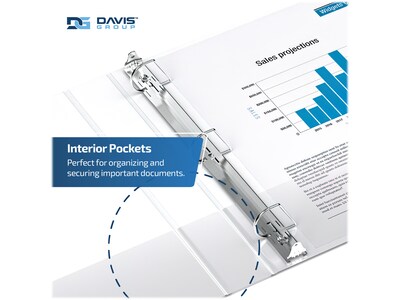 Davis Group Premium Economy 1 1/2" 3-Ring Non-View Binders, D-Ring, White, 6/Pack (2302-00-06)