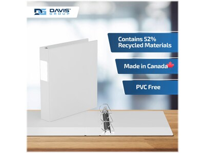 Davis Group Premium Economy 1 1/2" 3-Ring Non-View Binders, D-Ring, White, 6/Pack (2302-00-06)