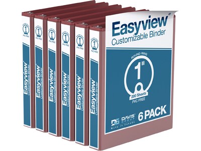 Davis Group Easyview Premium 1 3-Ring View Binders, Burgundy, 6/Pack (8411-08-06)
