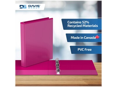 Davis Group Easyview Premium 1" 3-Ring View Binders, Pink, 6/Pack (8411-43-06)