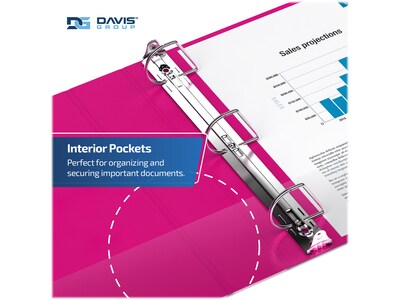 Davis Group Premium Economy 1 1/2" 3-Ring Non-View Binders, D-Ring, Pink, 6/Pack (2302-43-06)