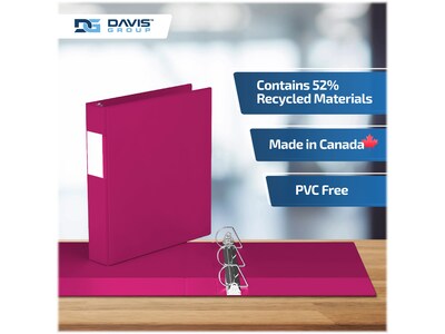 Davis Group Premium Economy 1 1/2" 3-Ring Non-View Binders, D-Ring, Pink, 6/Pack (2302-43-06)