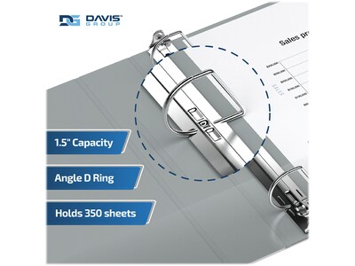 Davis Group Premium Economy 1 1/2" 3-Ring Non-View Binders, D-Ring, Gray, 6/Pack (2302-07-06)